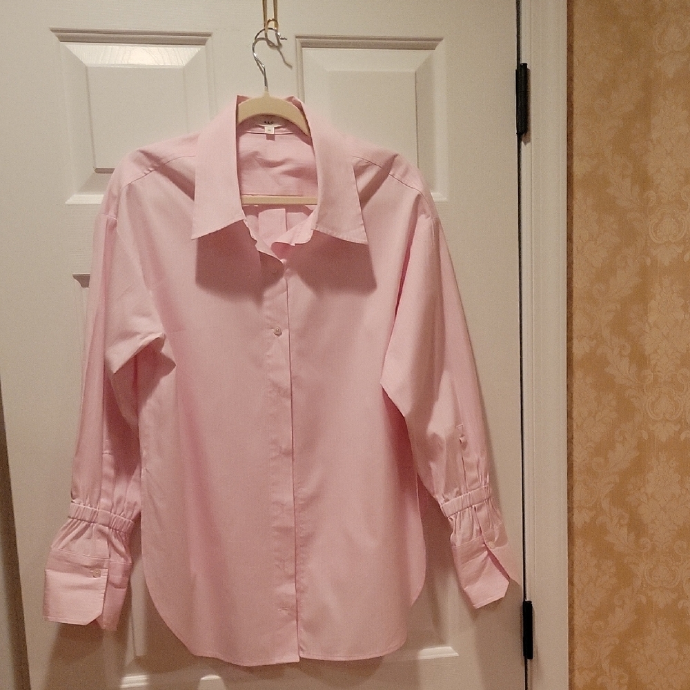 A.L.C. Shirt Pink Striped Cotton Size 0 Long Sleeve Top NEW